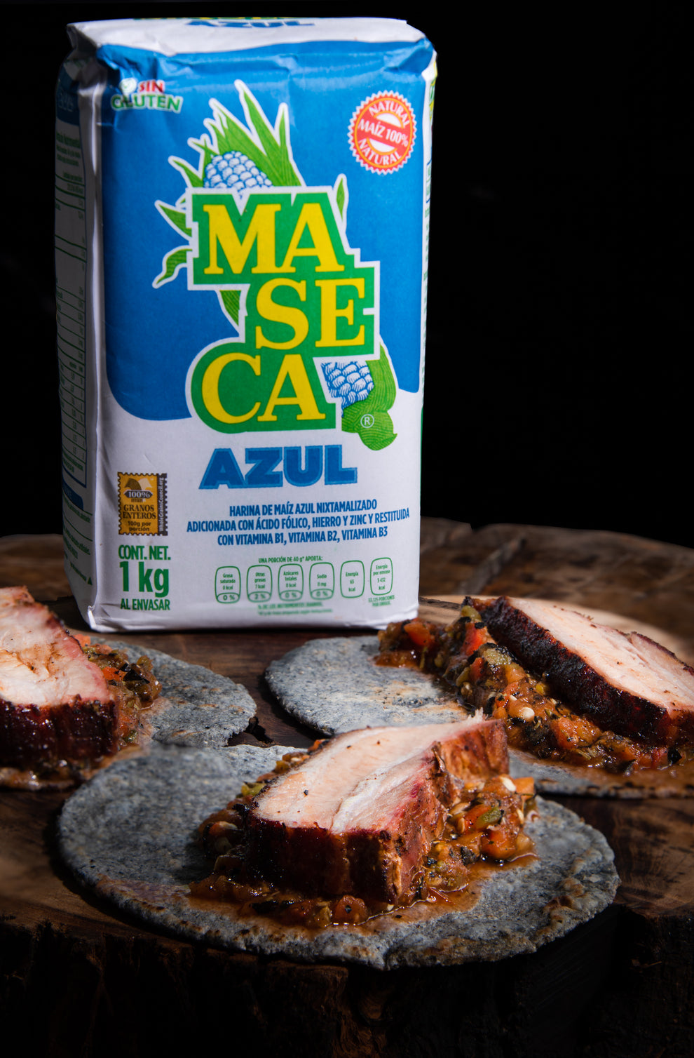 TACO DE MAÍZ AZUL DE PORK BELLY AHUMADO Y SALSA DE RANCHO | SMP