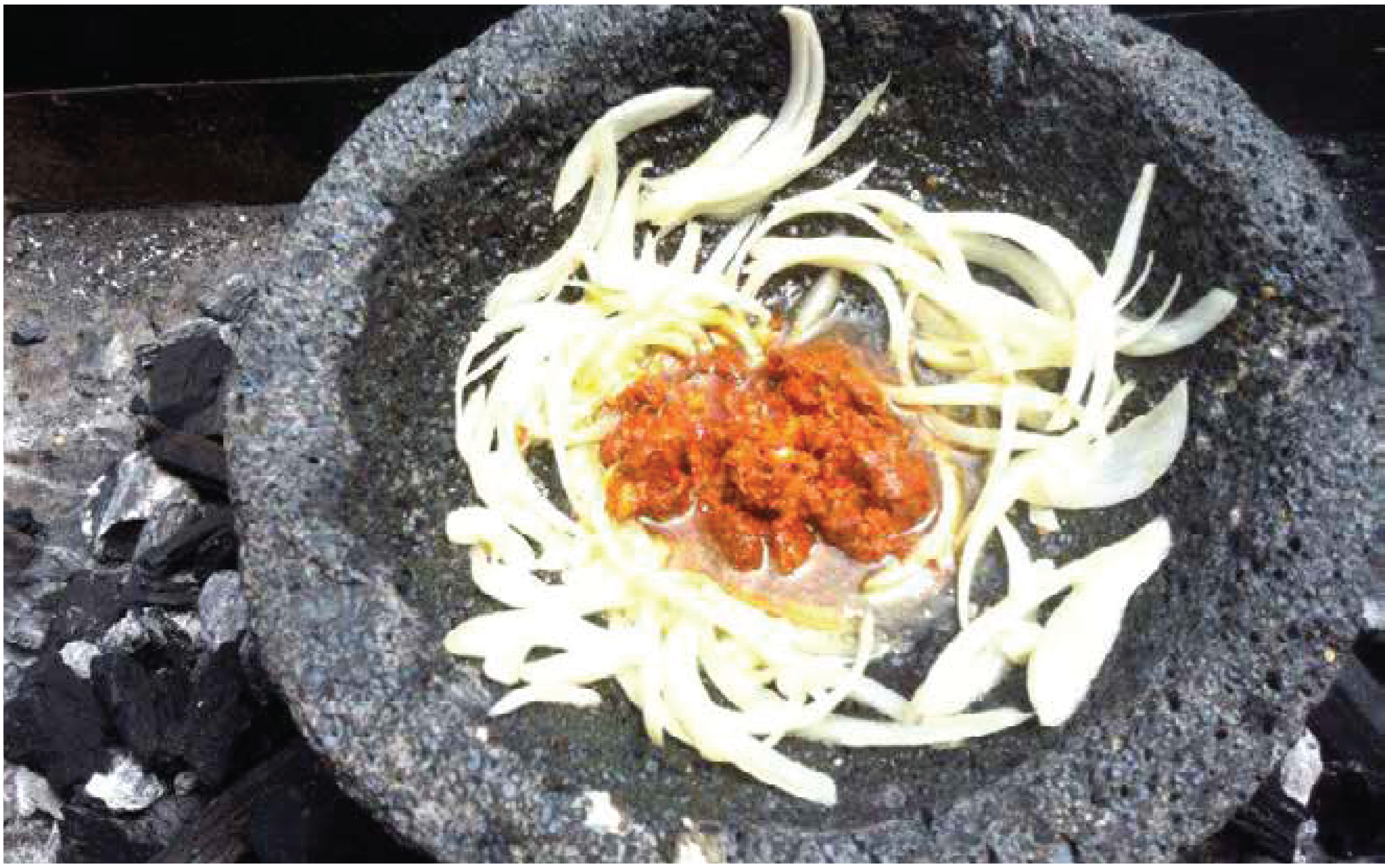 GUISO DE AGUJA EN MOLCAJETE A LAS BRASAS