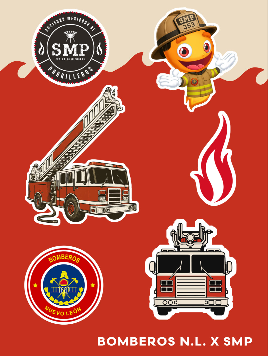 Pack Stickers Bomberos de Nuevo León x SMP