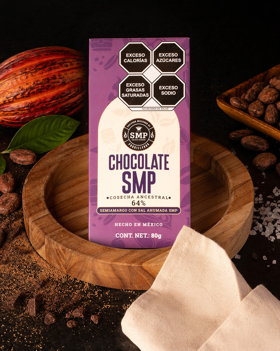 Chocolate Semiamargo con Sal Ahumada SMP 64% Cacao