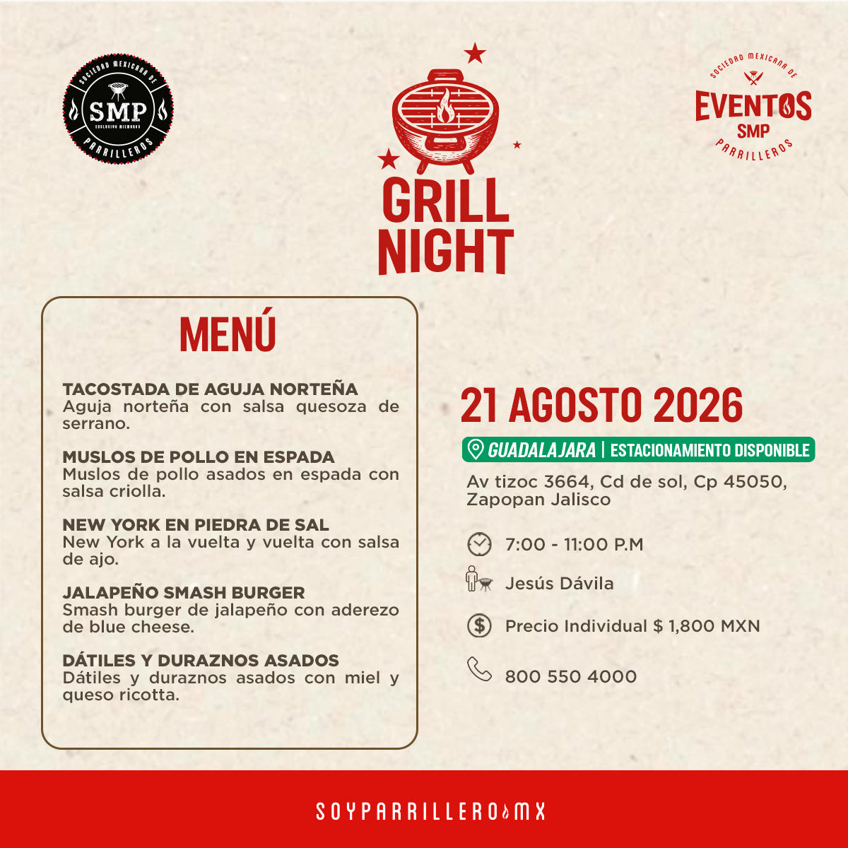 Grill Night | Guadalajara | 21 Agosto