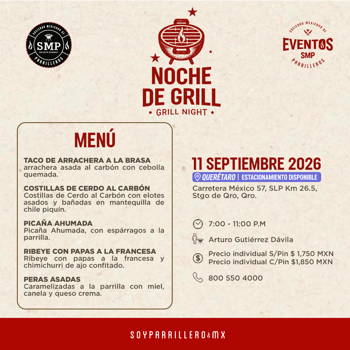 Noche de Grill | Querétaro | 11 Septiembre