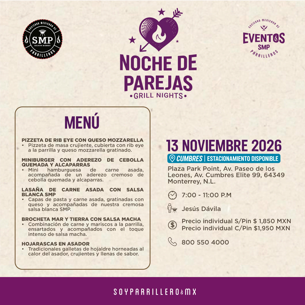 Noche de Parejas | Cumbres | 13 Noviembre