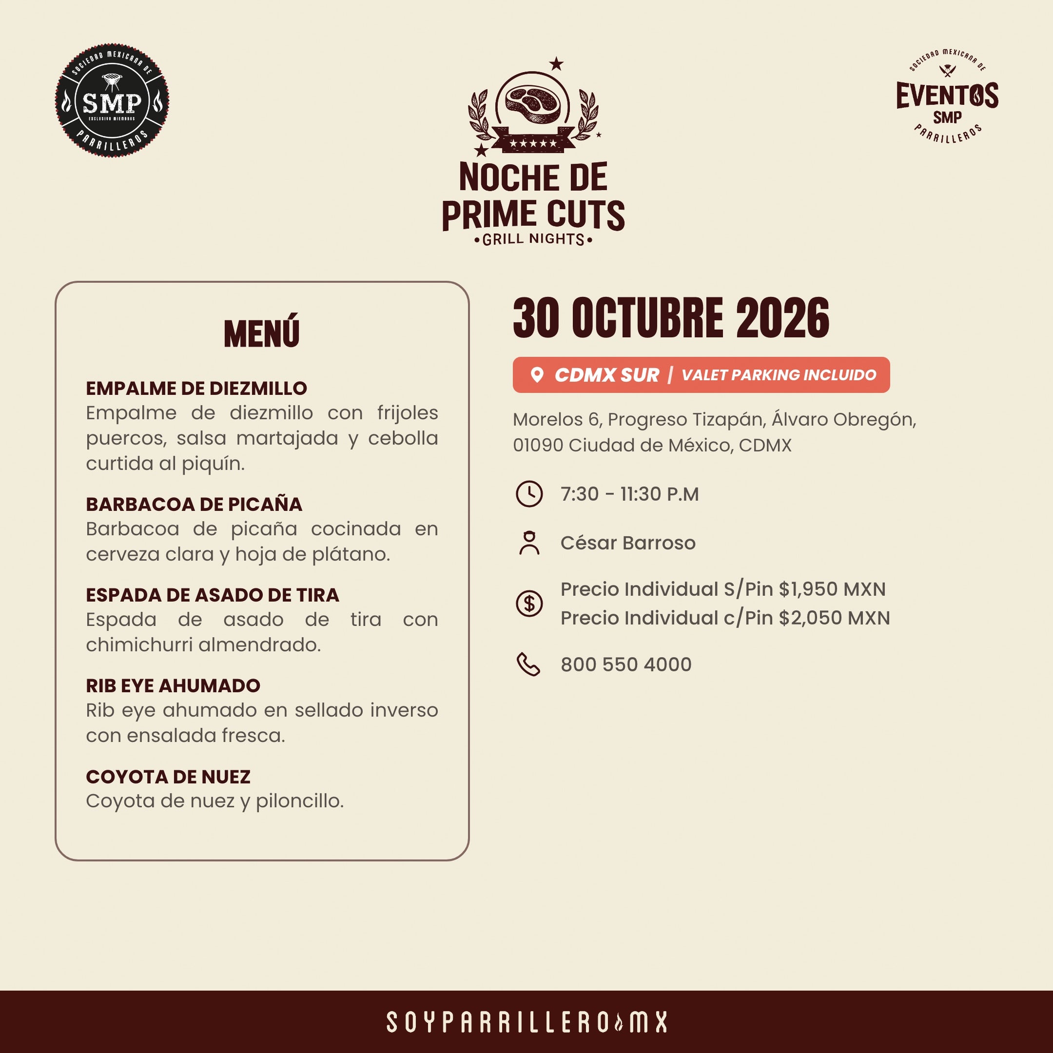 Noche de Prime Cuts | CDMX Sur | 30 Octubre