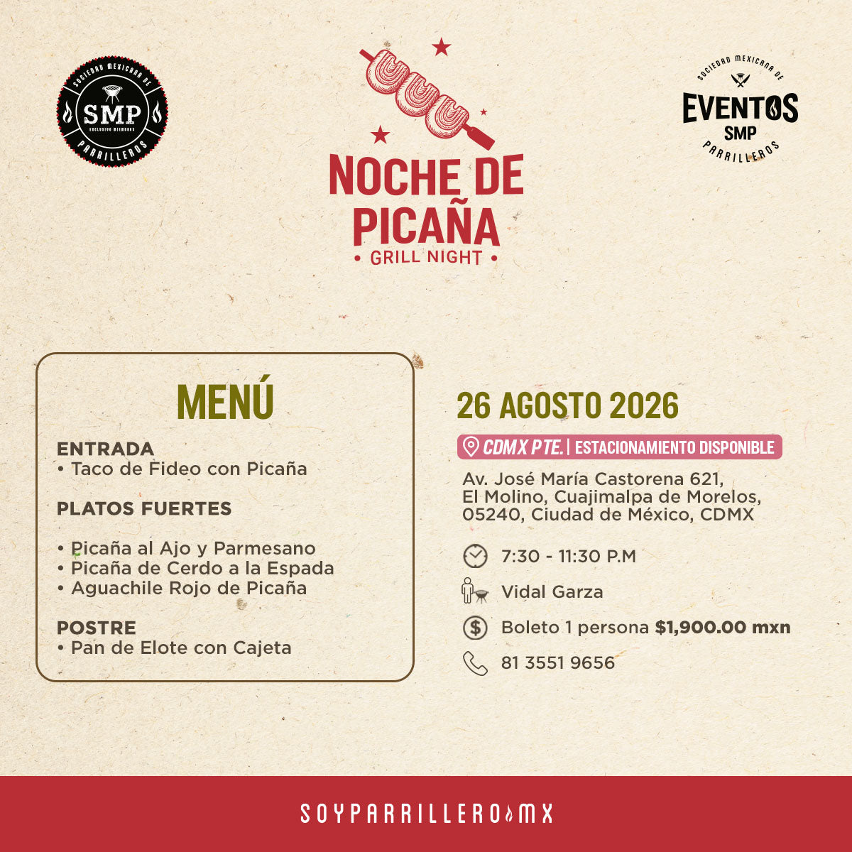 Noche de Picaña | CDMX Poniente | 26 Agosto