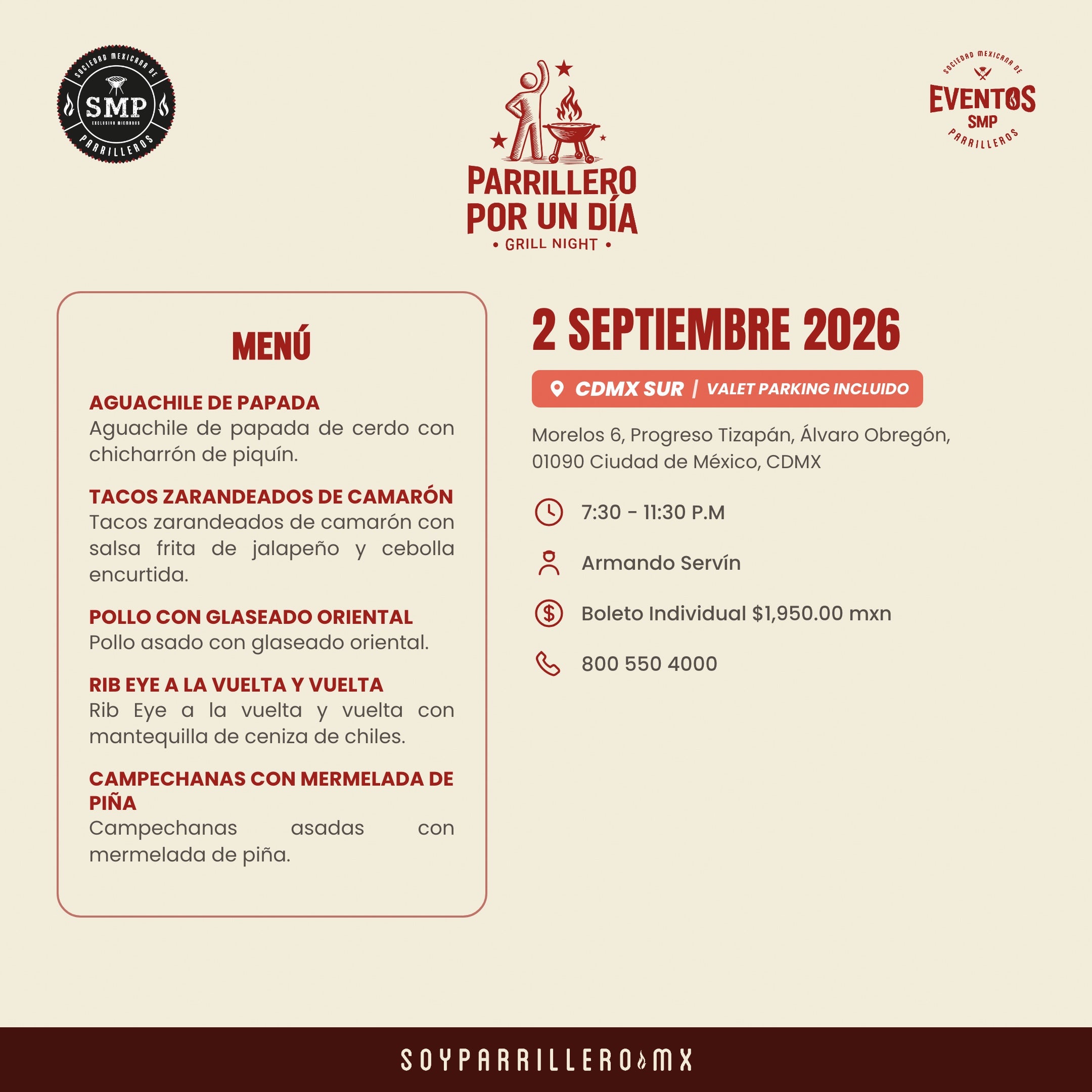 Noche de Parrillero por un Día | CDMX Sur | 2 Septiembre