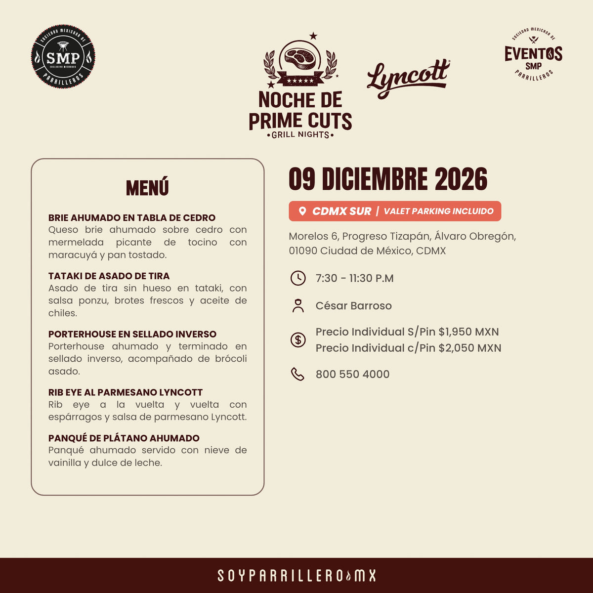 Noche de Prime Cuts by Lyncott | CDMX Sur | 9 Diciembre