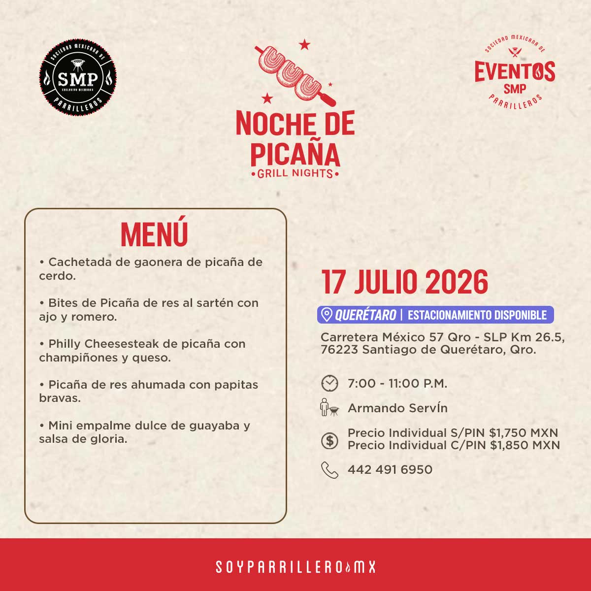 Noche de picaña | Querétaro | 17 julio