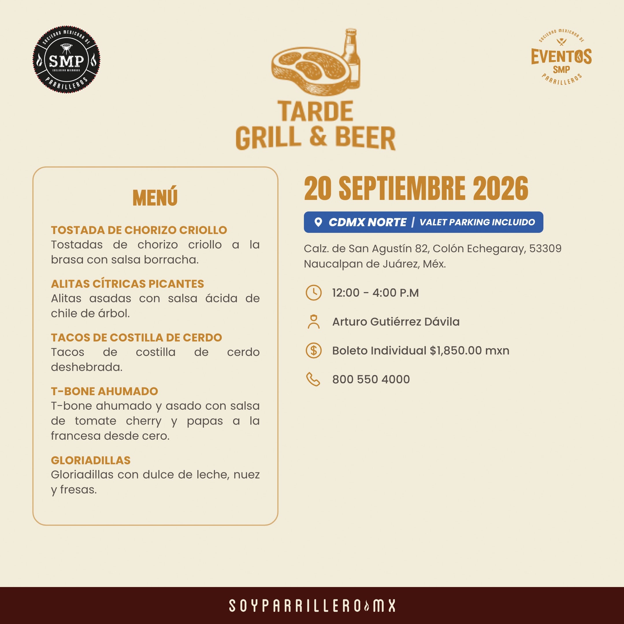 Tarde de Grill & Beer | CDMX Norte | 20 Septiembre