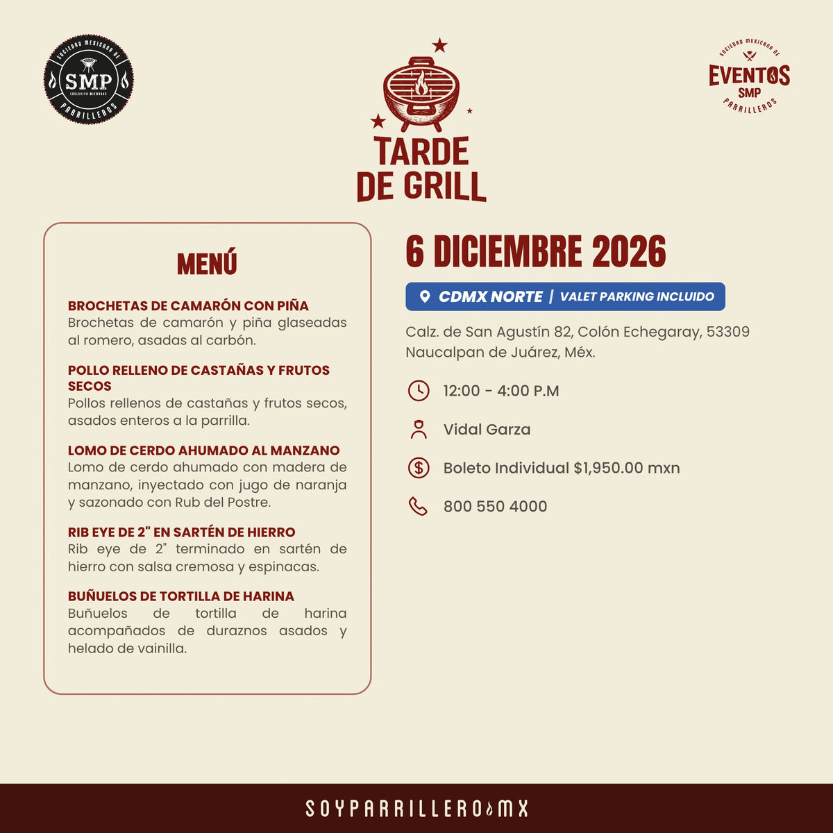 Tarde de Grill | CDMX Norte | 6 Diciembre
