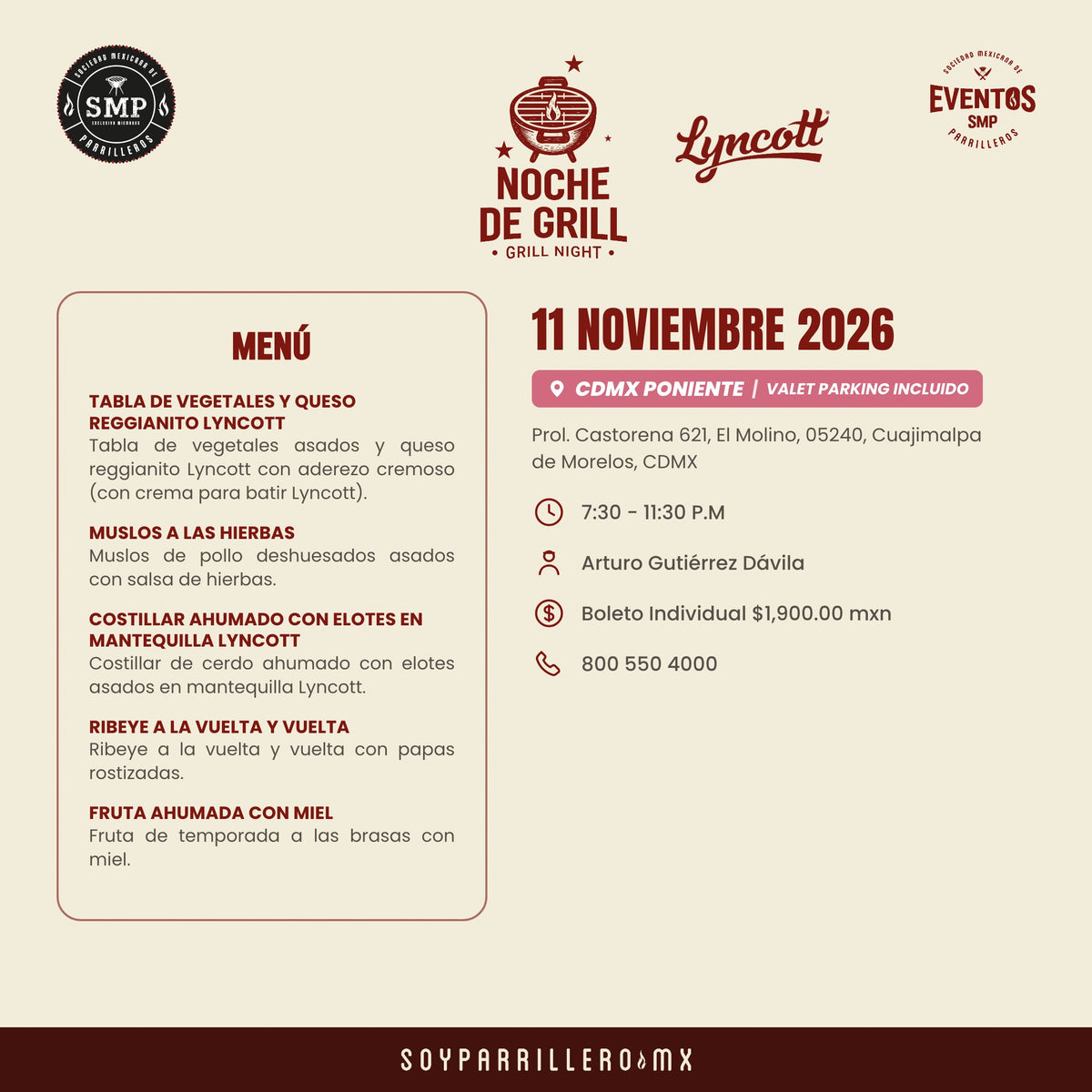 Noche de Grill | CDMX Poniente | 11 Noviembre