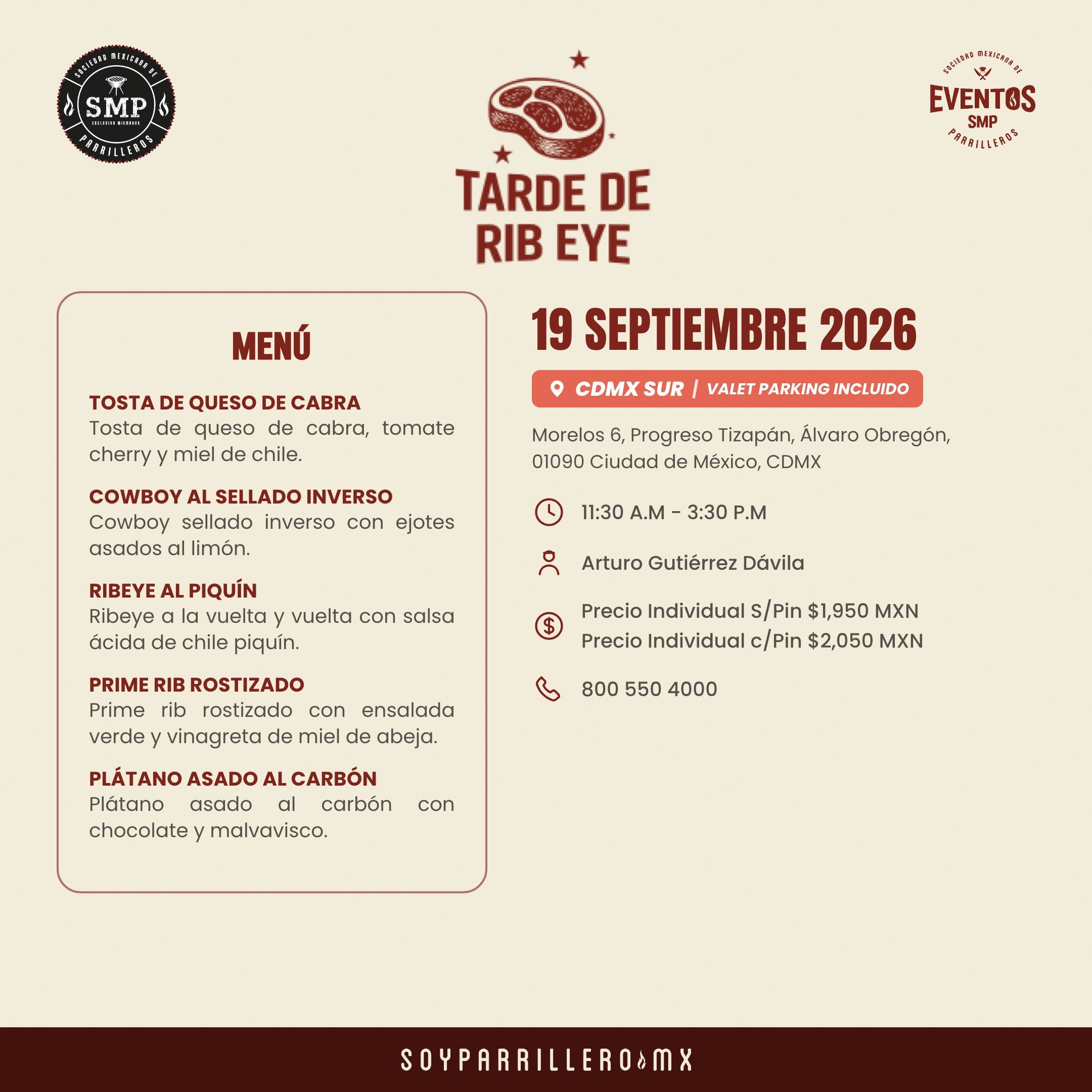 Tarde de Rib Eye | CDMX Sur | 19 Septiembre
