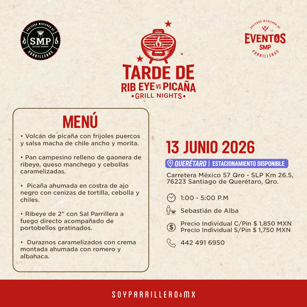 Tarde de Rib eye vs Picaña | Querétaro | 13 junio