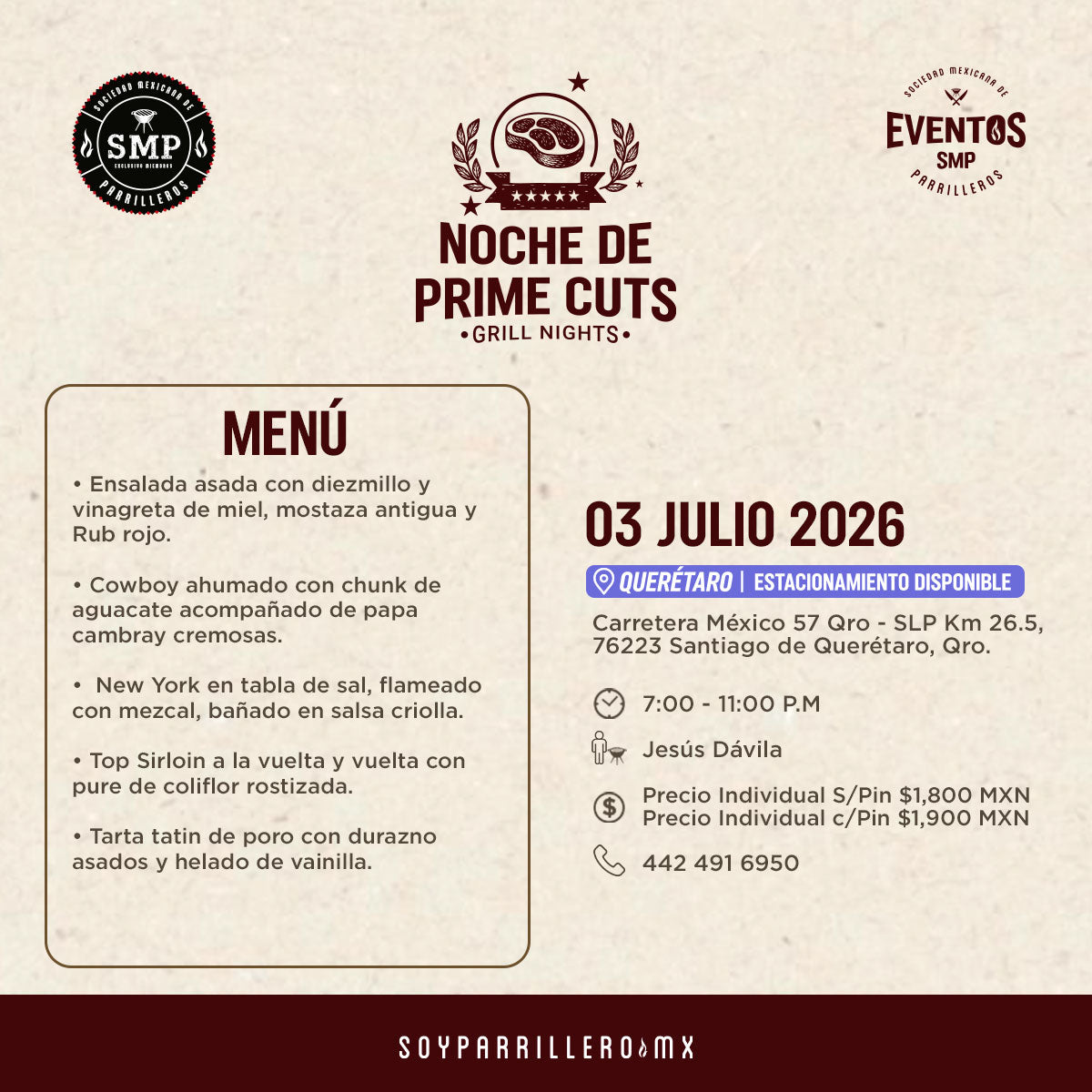 Noche de Prime Cuts | Querétaro | 3 julio