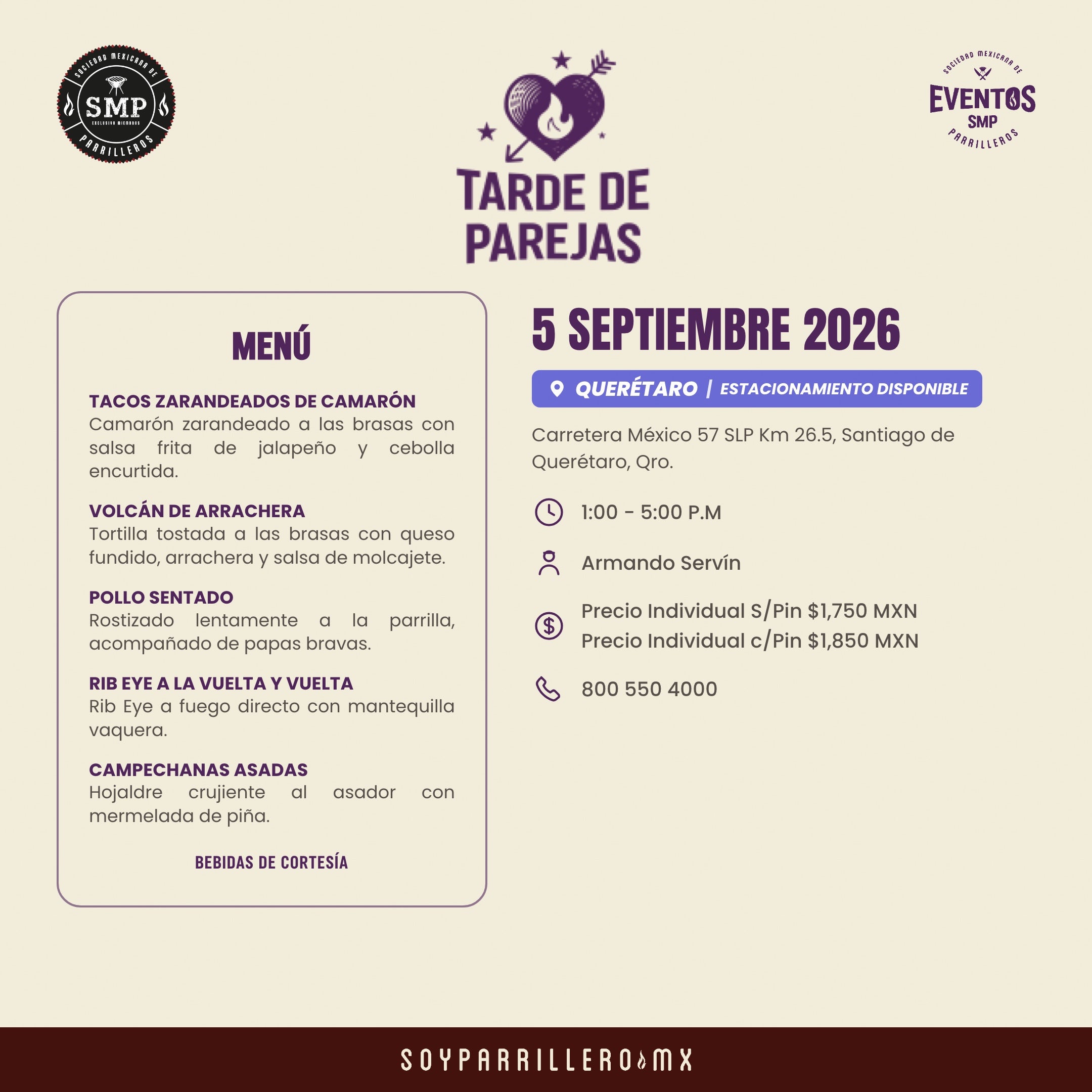 Tarde de Parejas | Querétaro | 5 Septiembre