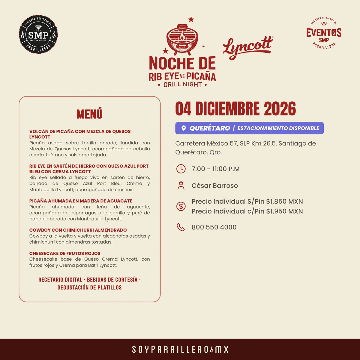 Noche de Rib Eye vs Picaña | Querétaro | 4 Diciembre