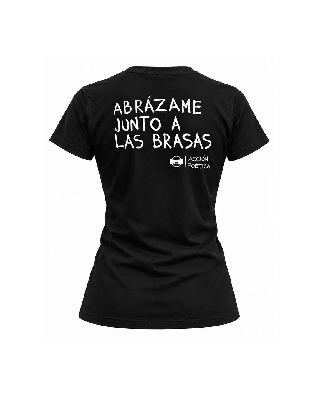 Playera GM x Acción Poética Negro Abrazame - Corte para dama