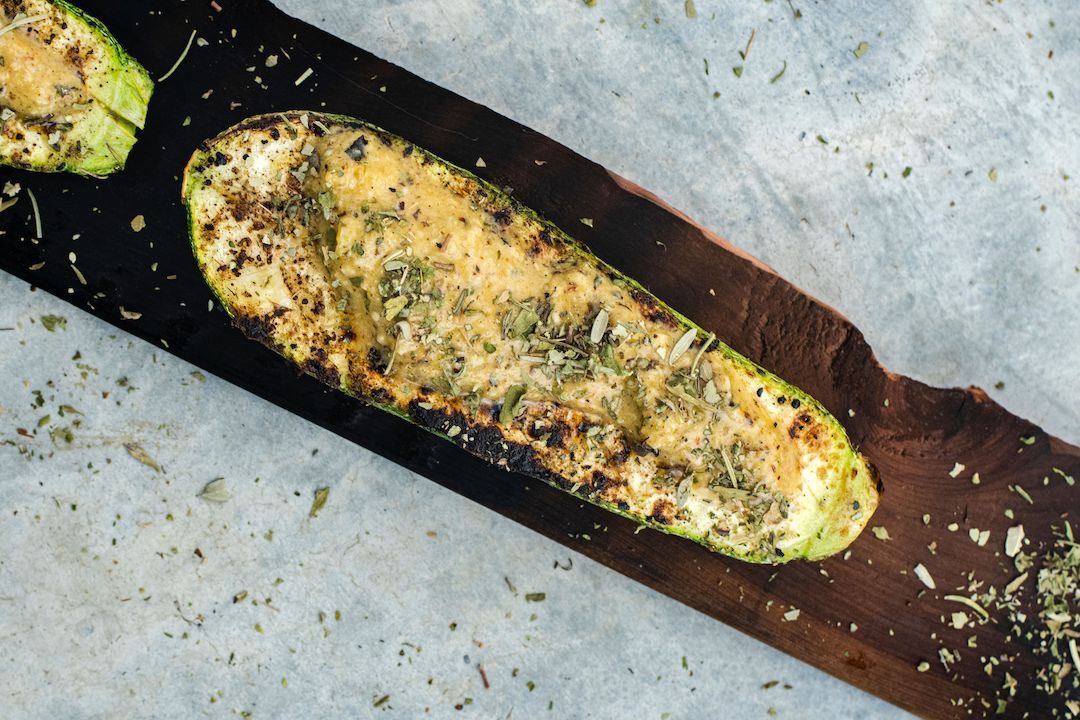 Calabaza asada con aderezo de tomatillo