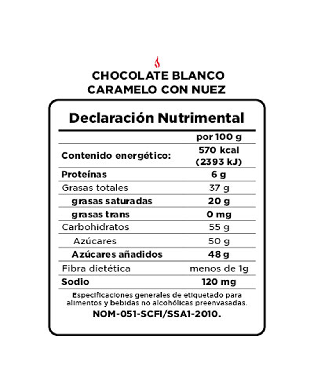 Chocolate Blanco Caramelo con Nuez 38% Cacao