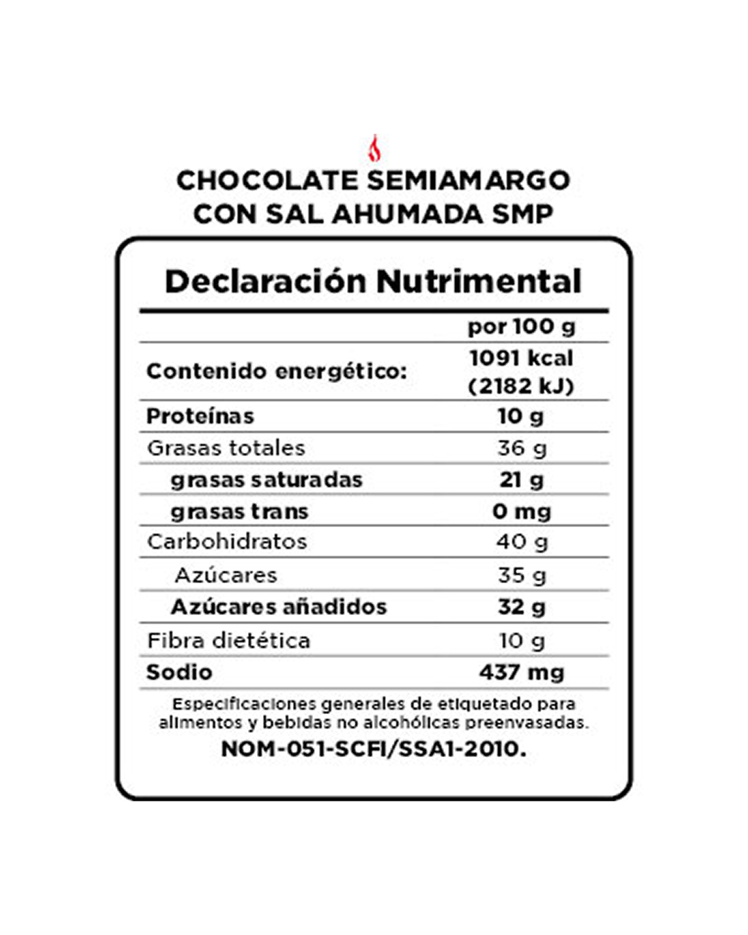 Chocolate Semiamargo con Sal Ahumada SMP 64% Cacao