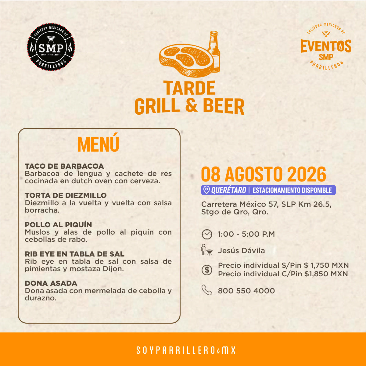 Tarde de Grill & Beer | Querétaro | 8 Agosto