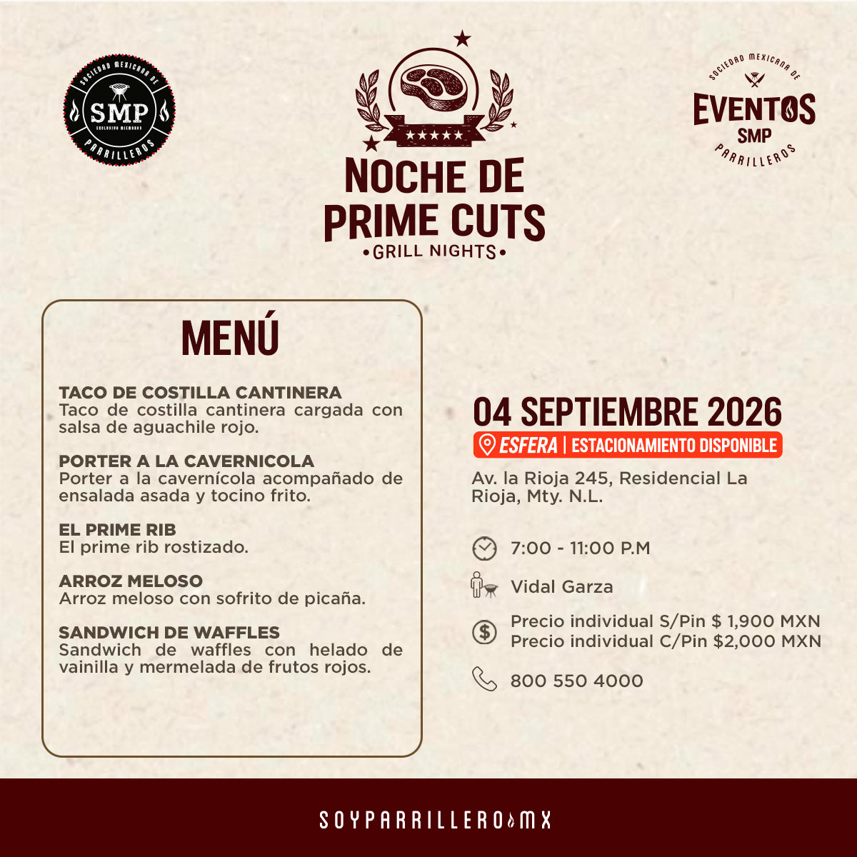 Noche de Prime cuts | Carretera Nacional Esfera | 04 Septiembre