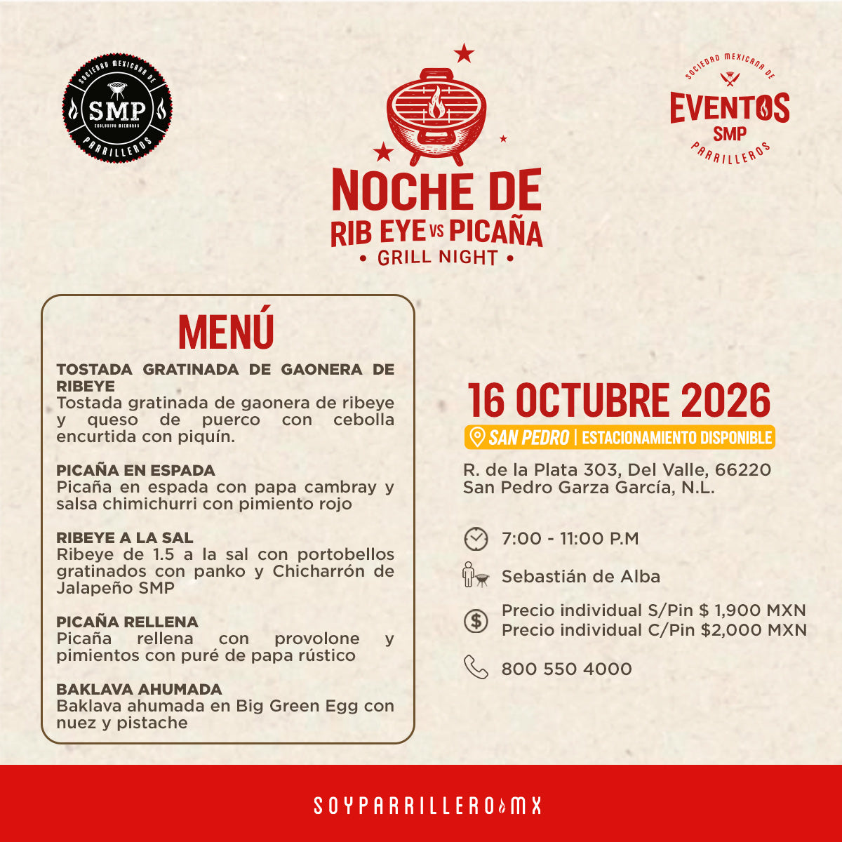 Noche de Rib Eye vs Picaña | San Pedro | 16 Octubre