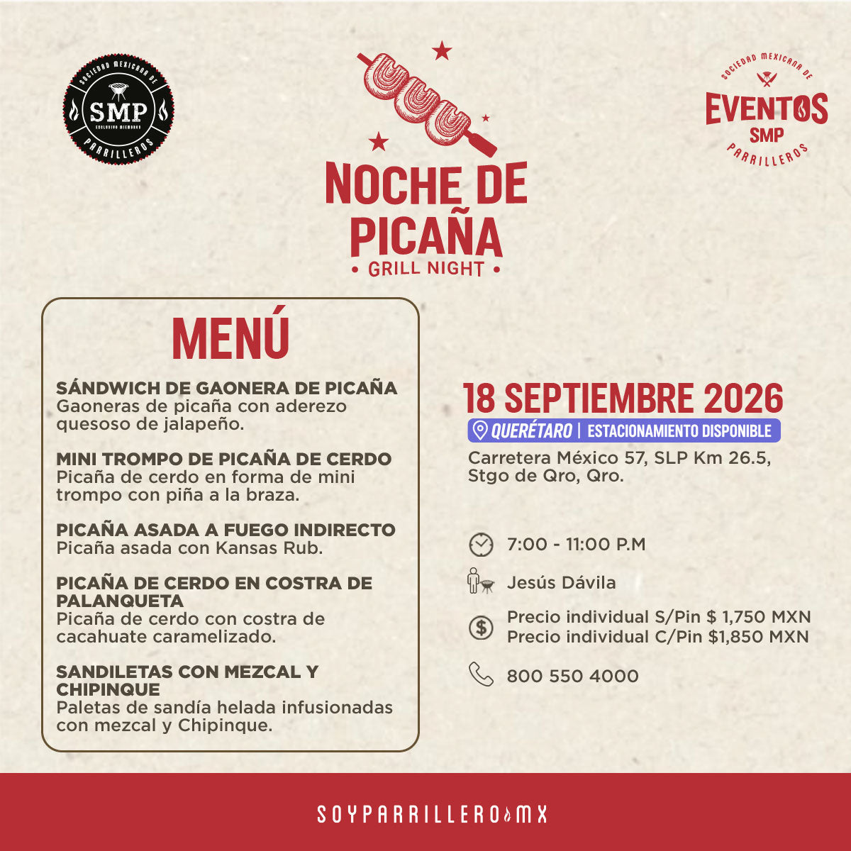 Noche de picaña | Querétaro | 18 Septiembre