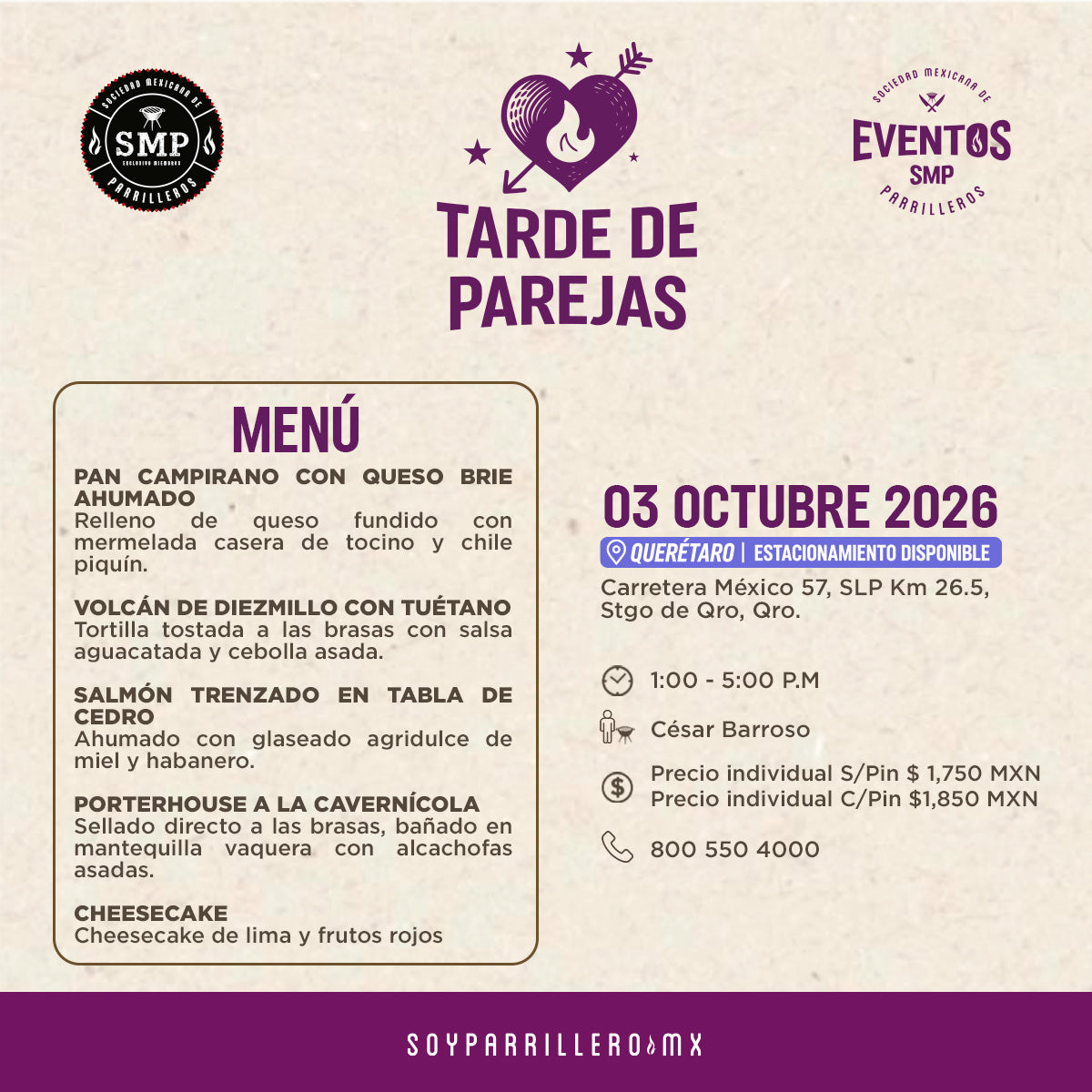 Tarde de Parejas | Querétaro | 3 Octubre