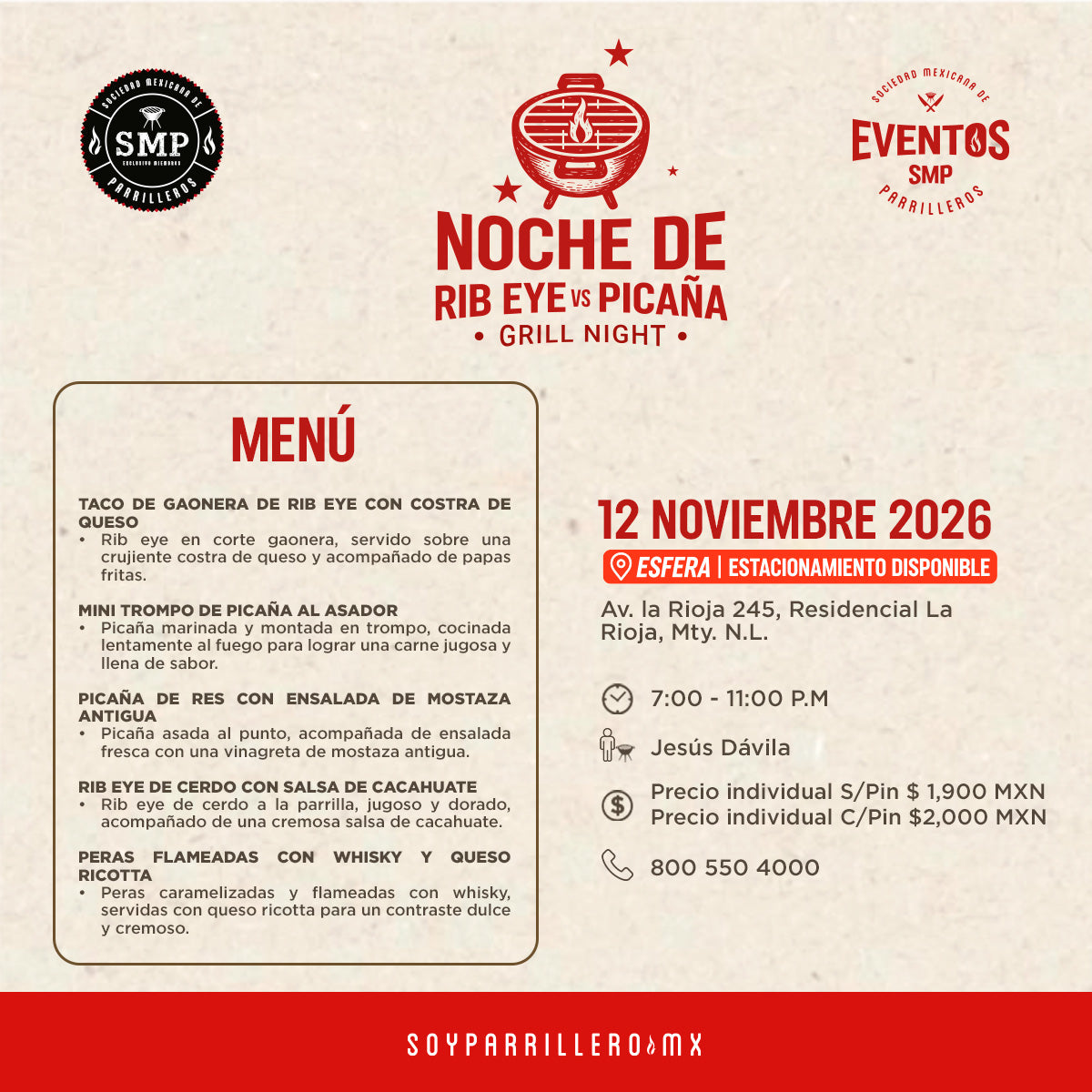 Noche de Rib eye vs Picaña | Carretera Nacional Esfera | 12 Noviembre