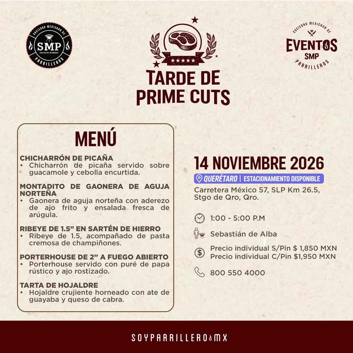 Tarde de Prime cuts | Querétaro | 14 Noviembre