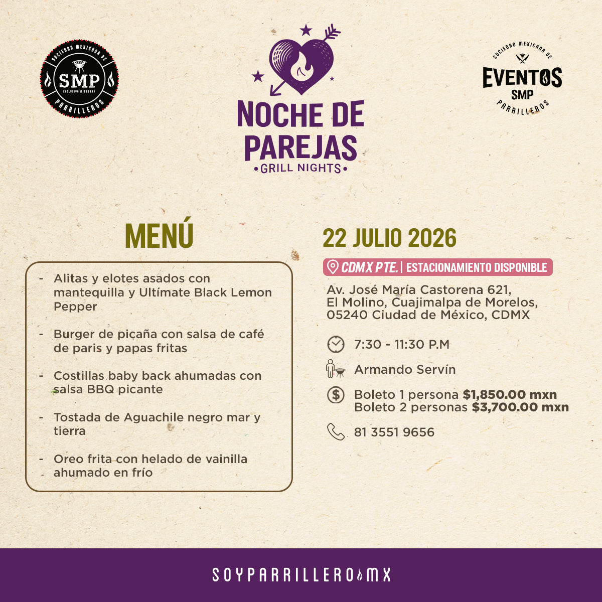 Noche de Parejas | CDMX Poniente | 22 Julio