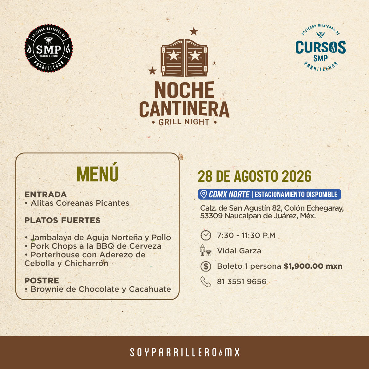 Noche Cantinera| CDMX Norte | 28 Agosto