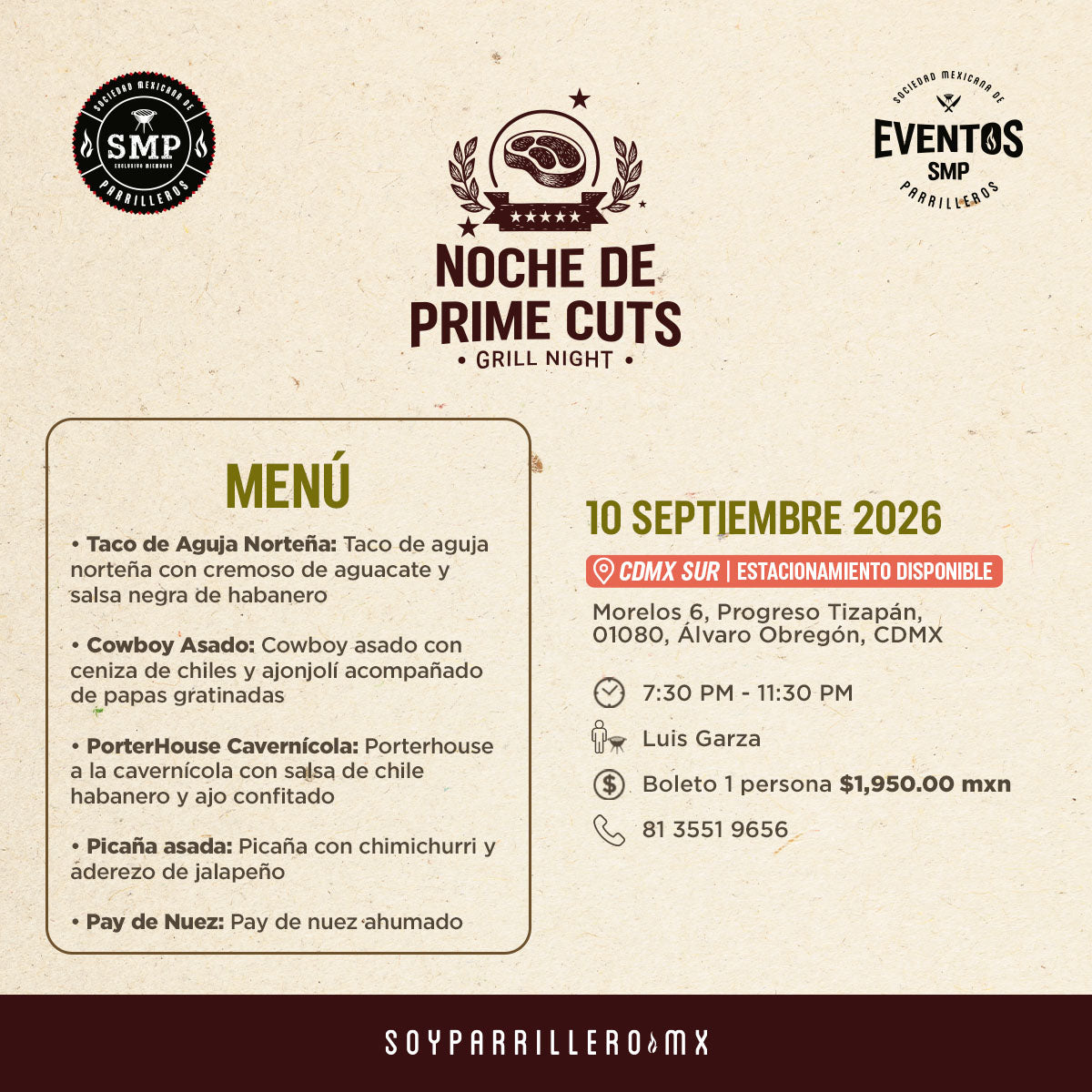 Noche de Prime Cuts | CDMX Sur | 10 Septiembre