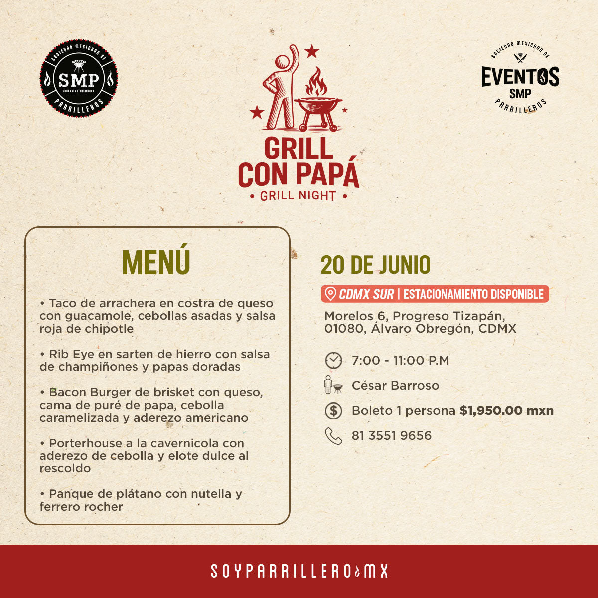 Grill con Papá| CDMX Sur | 20 Junio