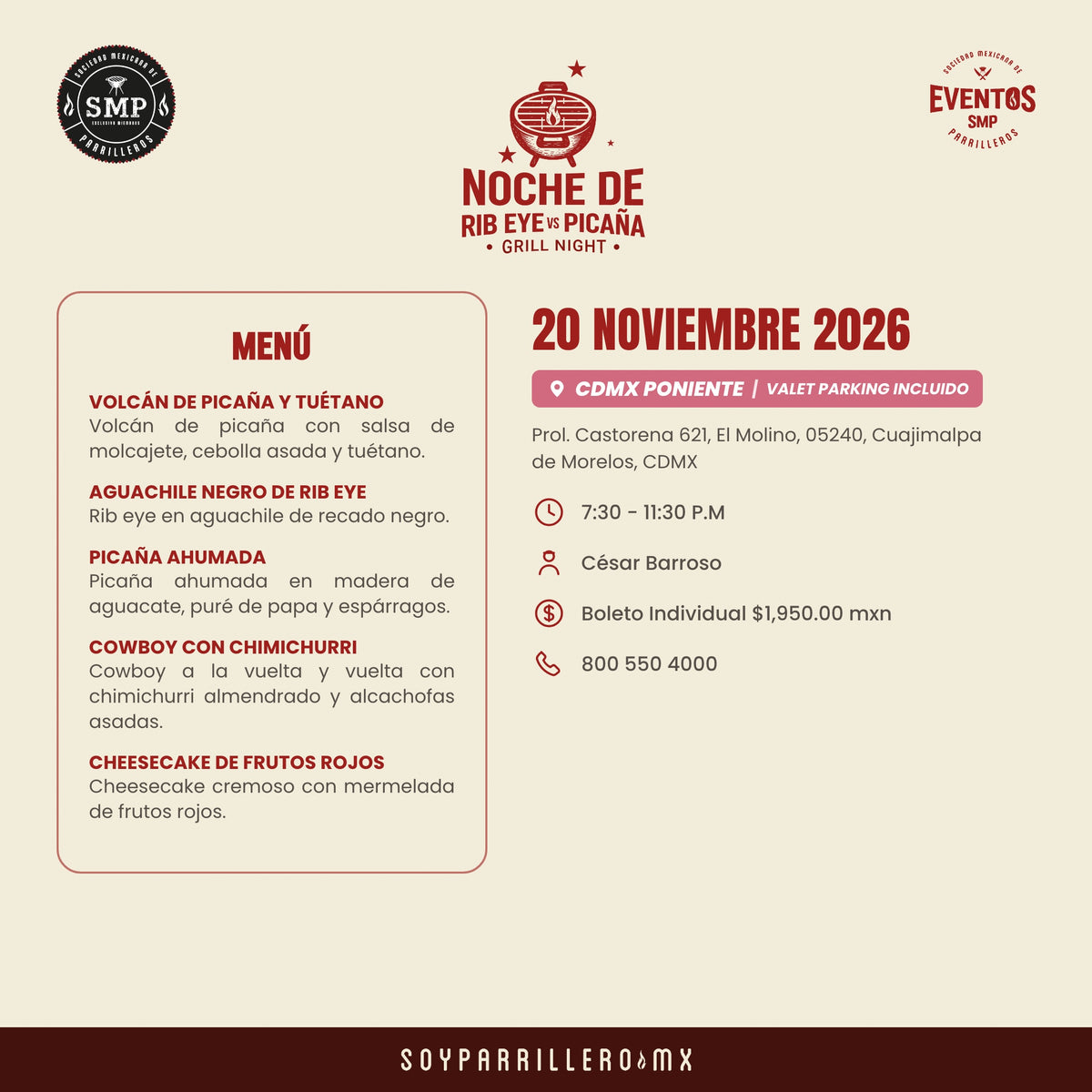 Noche de Rib Eye vs Picaña | CDMX Poniente | 20 Noviembre