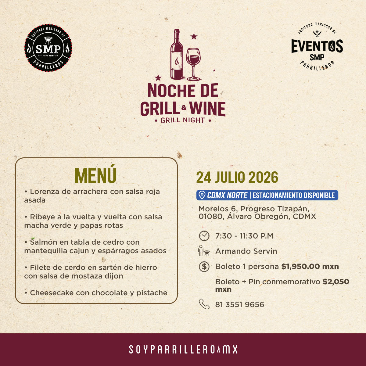 Grill & Wine | CDMX Norte | 24 julio