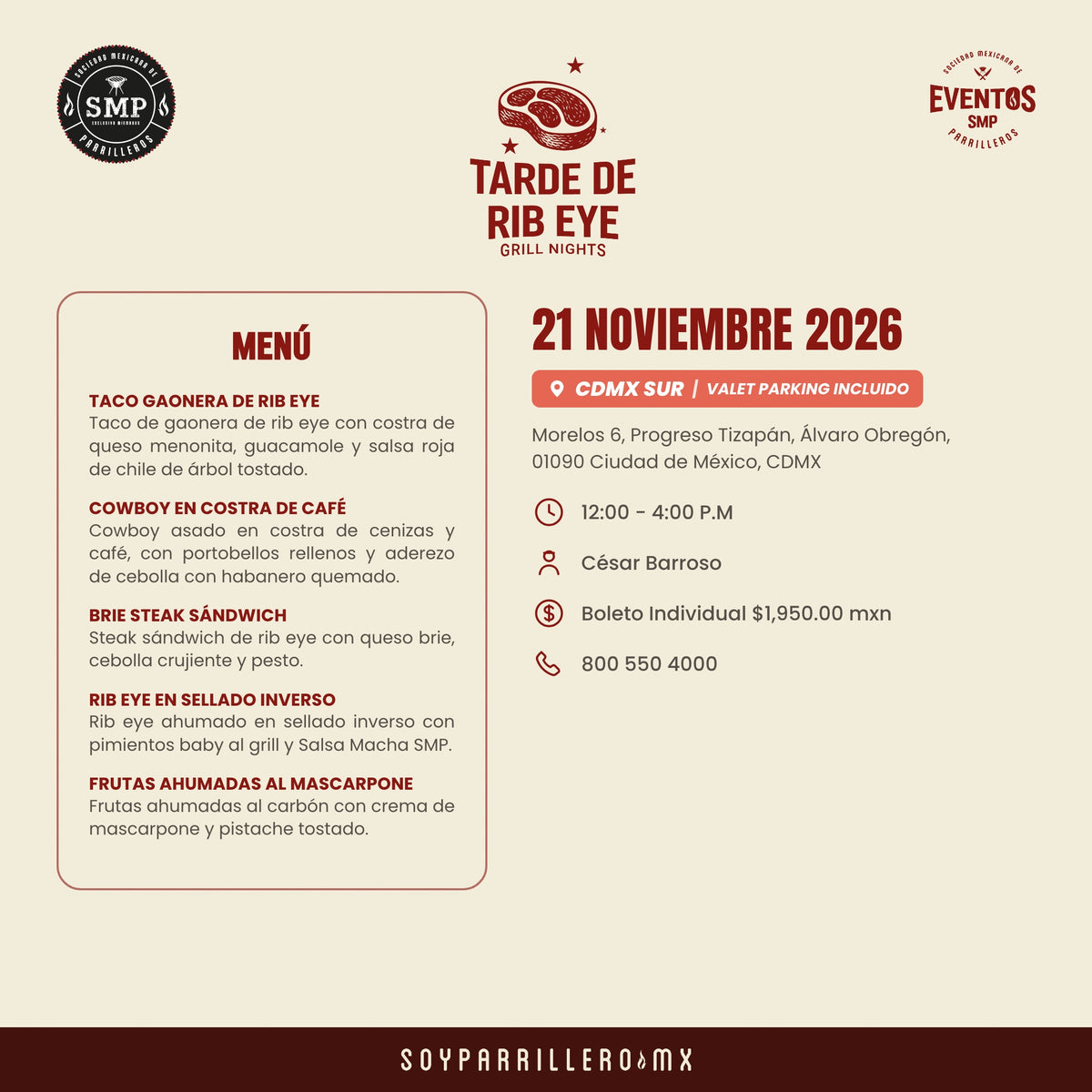 Tarde de Rib Eye | CDMX Sur | 21 Noviembre