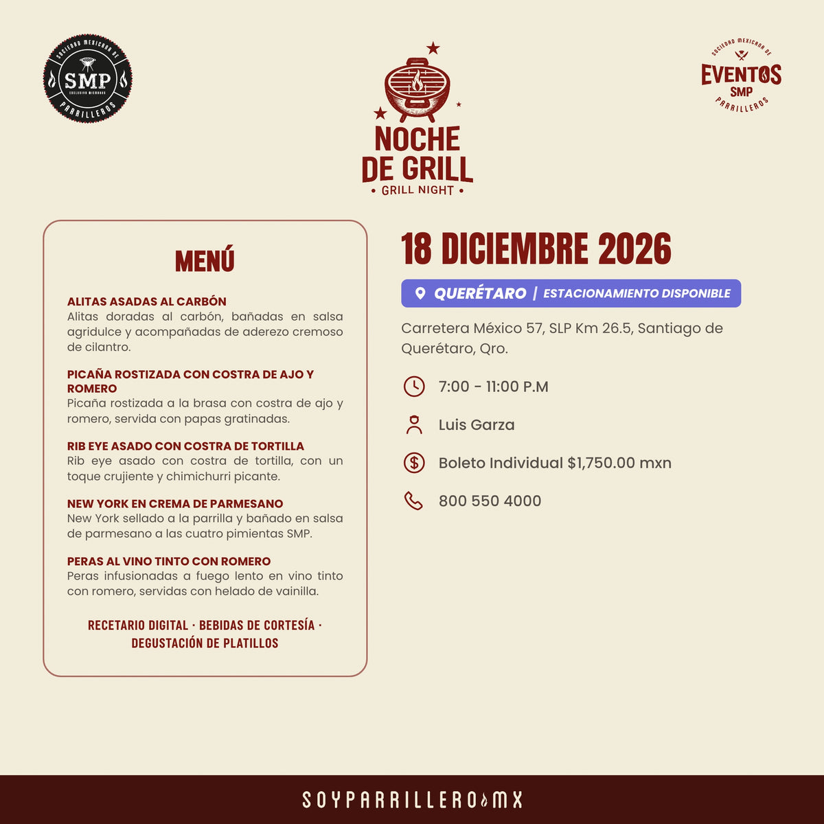 Noche de Grill | Querétaro | 18 Diciembre