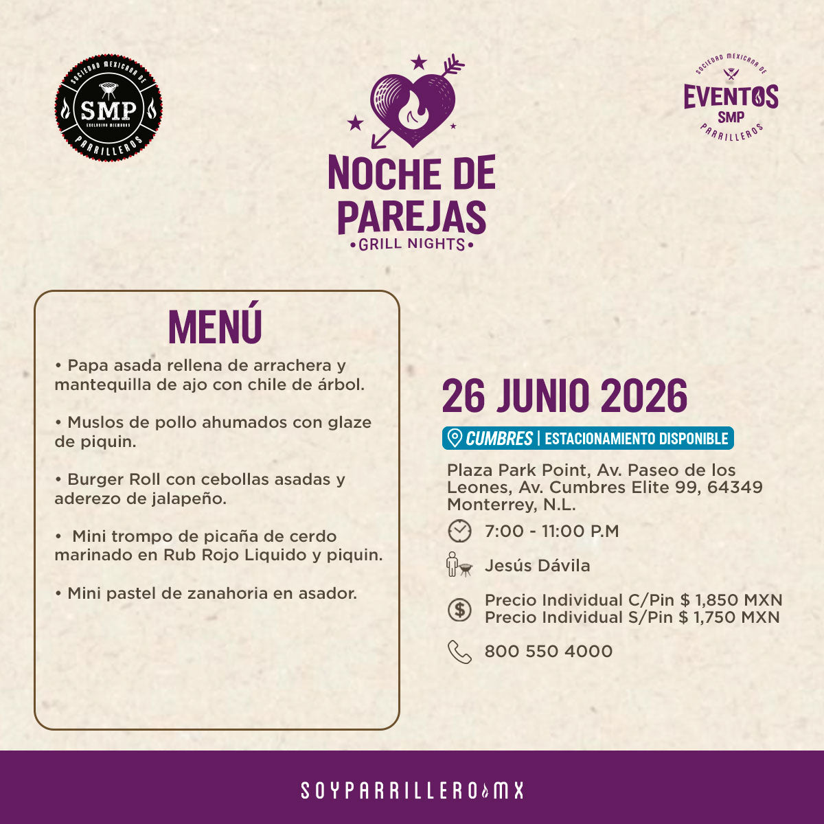 Noche de Parejas | Cumbres | 26 junio