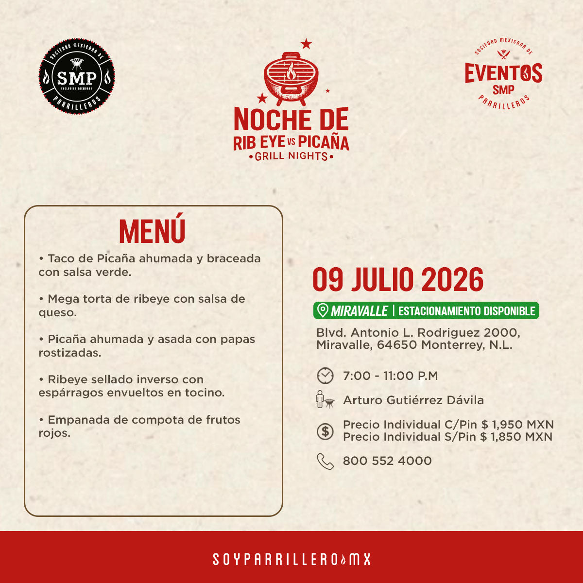 Noche de Rib Eye vs Picaña | Miravalle | 9 julio