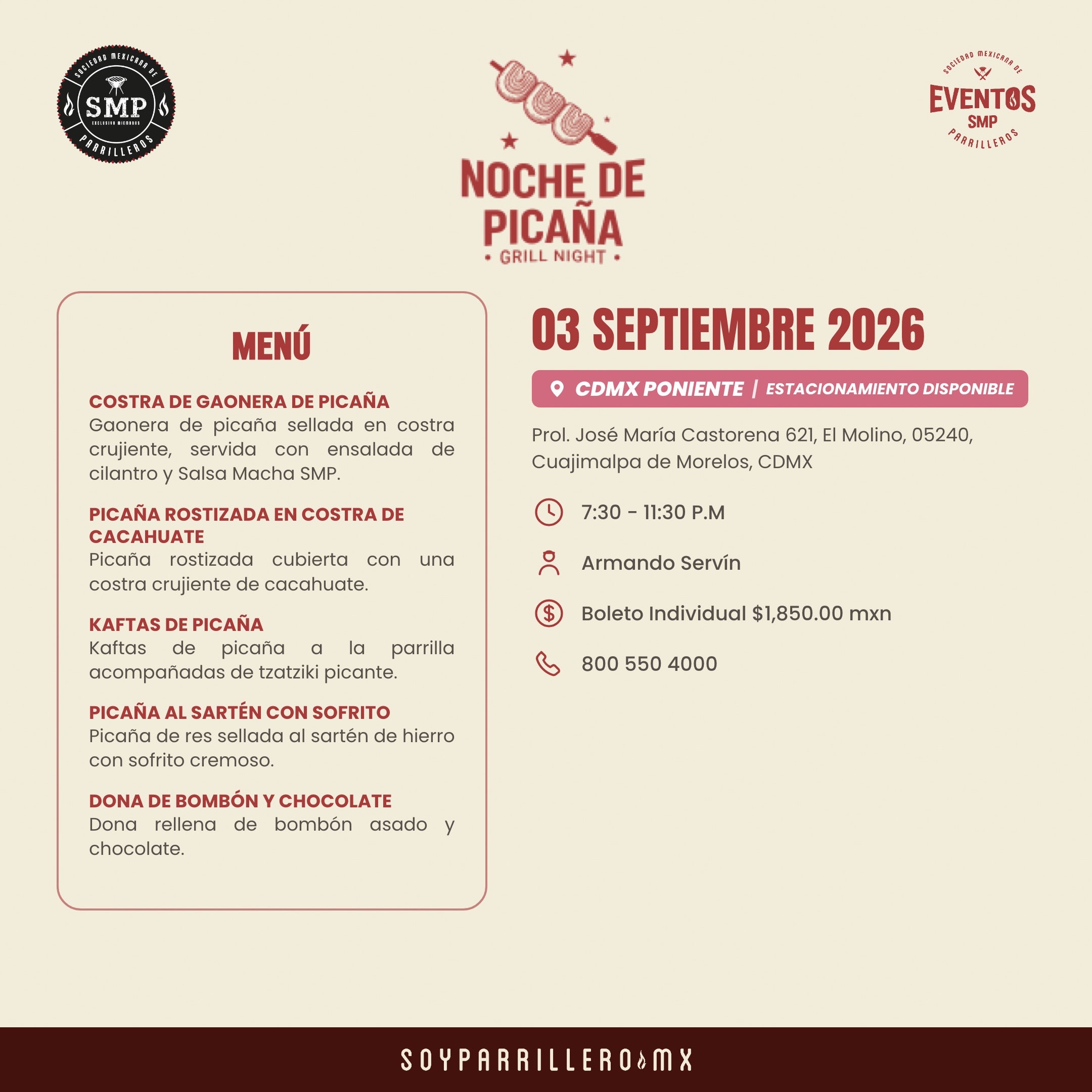 Noche de Picaña | CDMX Poniente | 3 Septiembre