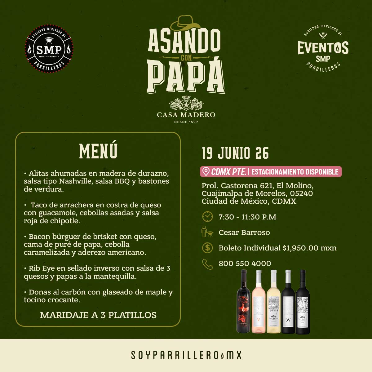 Asando con Papá & Casa Madero | CDMX Poniente | 19 junio