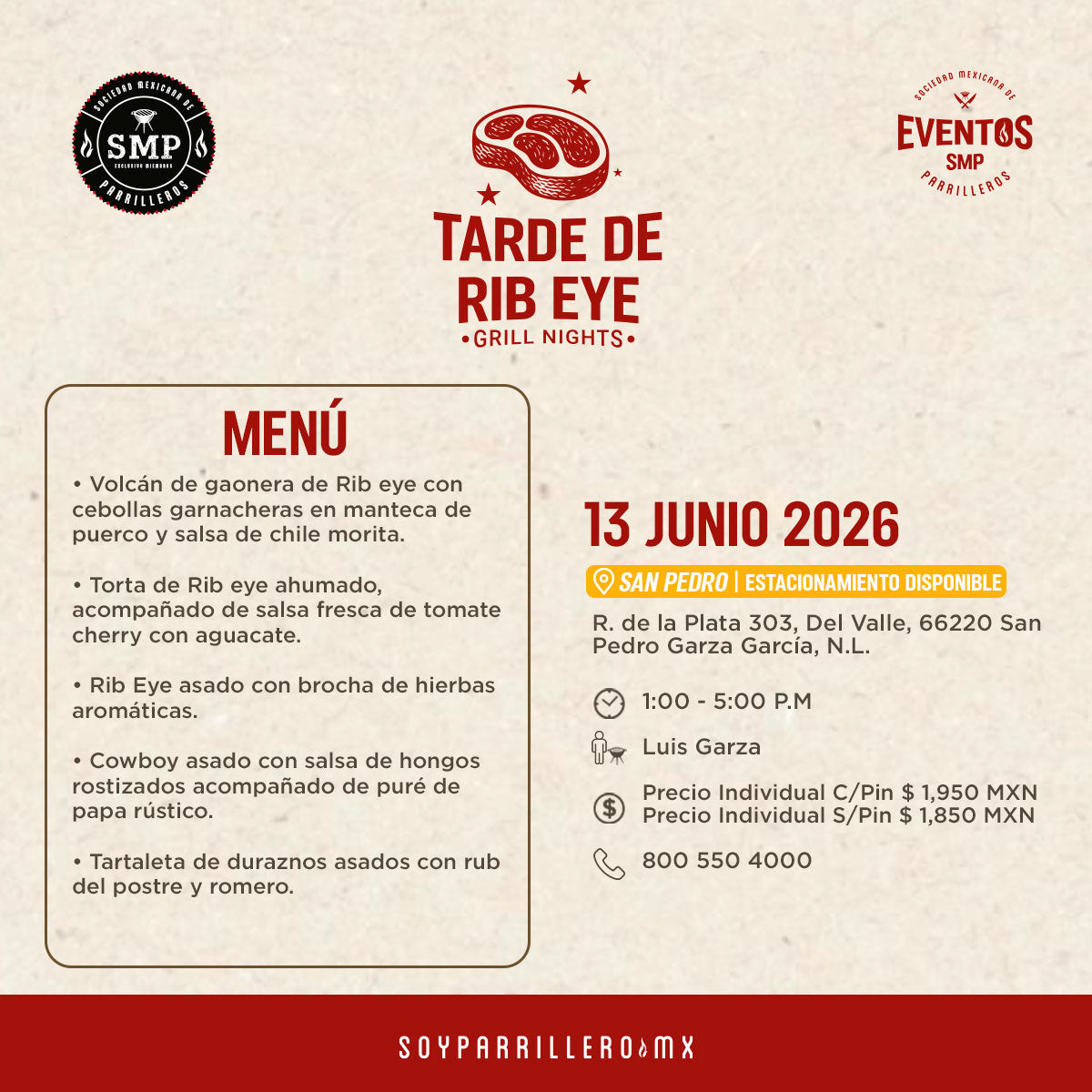 Tarde de Rib eye | San Pedro | 13 junio