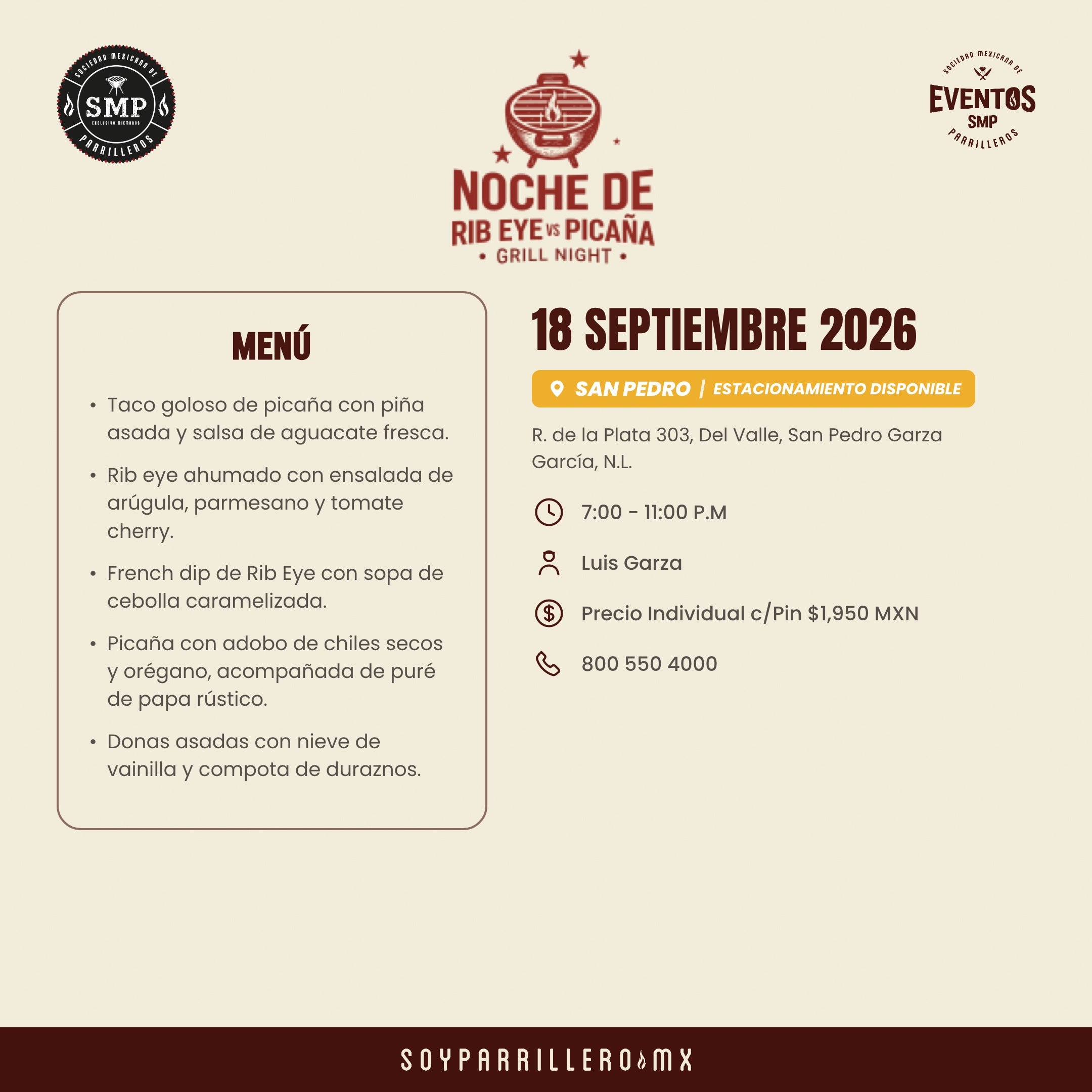 Noche de Rib Eye vs Picaña | San Pedro | 18 Septiembre