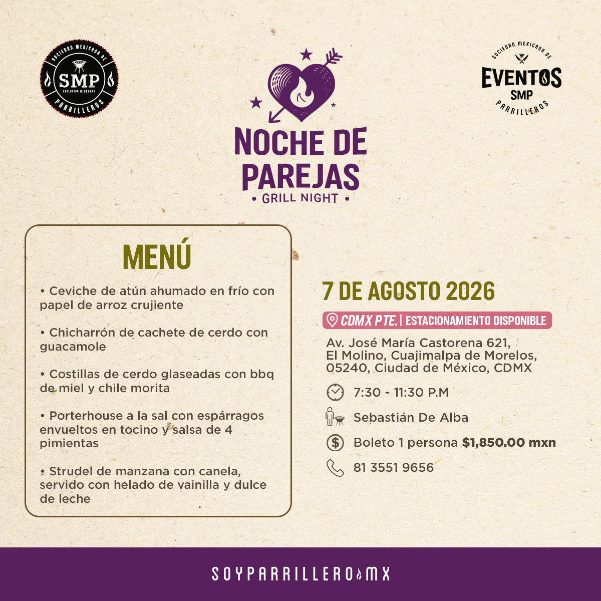 Noche de Parejas| CDMX Poniente | 7 Agosto