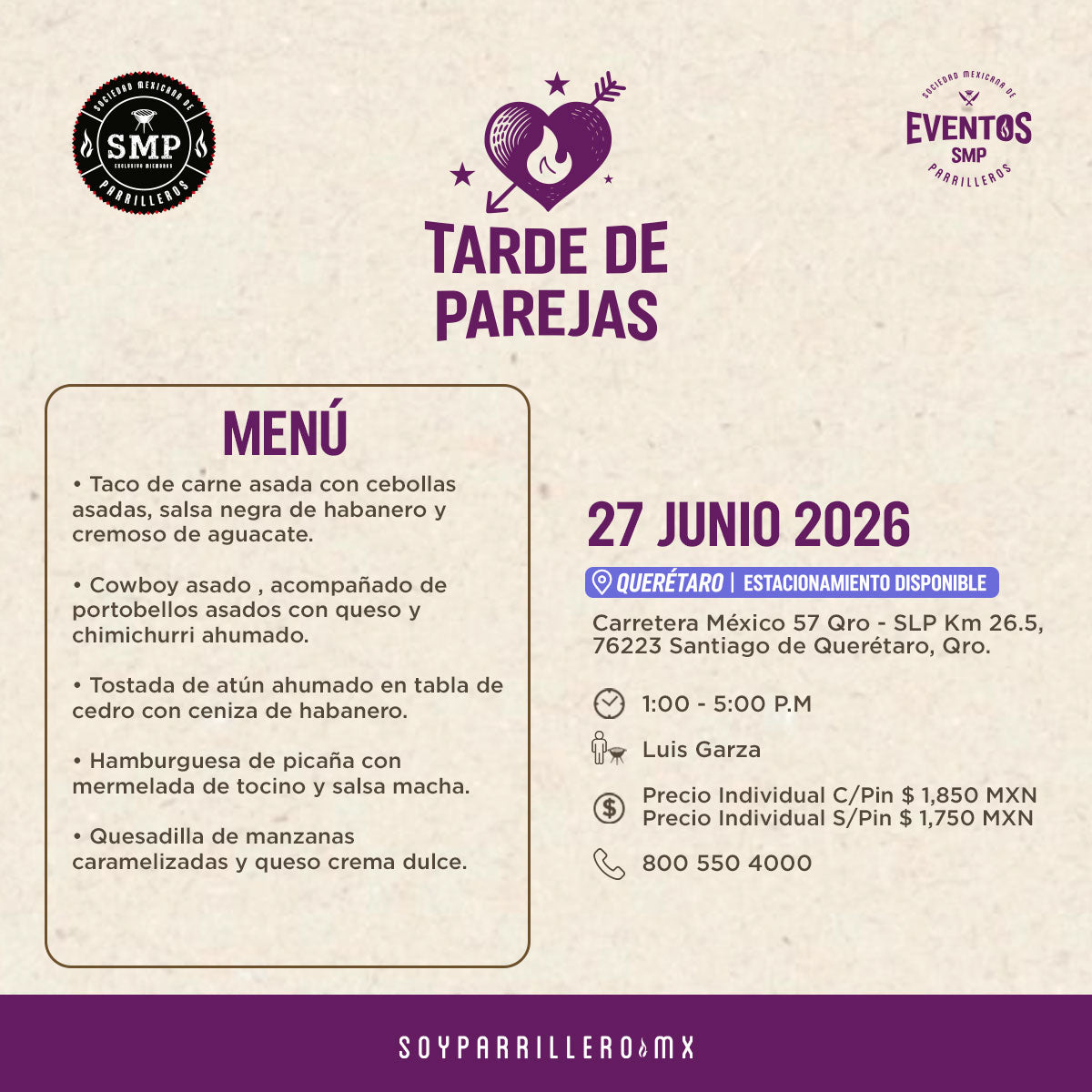 Tarde de Parejas | Querétaro | 27 junio