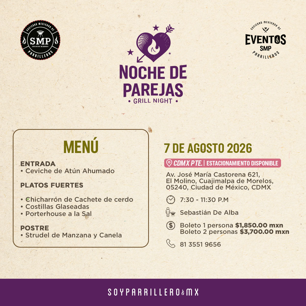 Noche de Parejas| CDMX Poniente | 7 Agosto