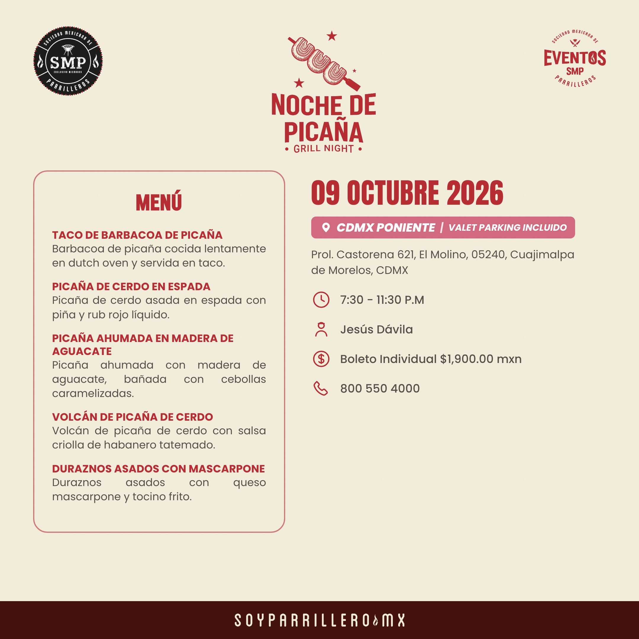 Noche de Picaña | CDMX Poniente | 9 Octubre