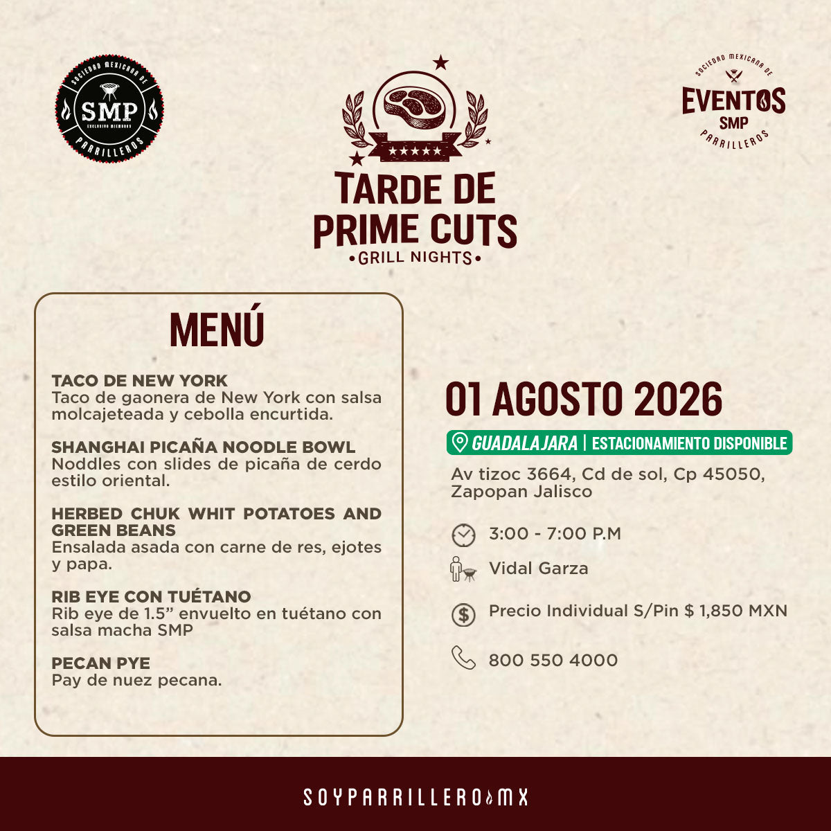 Tarde de Prime cuts| Guadalajara | 1 Agosto